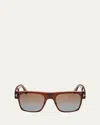Tom Ford Men's Edwin Acetate And Metal Square Sunglasses In Shiny Rose Gold Havana