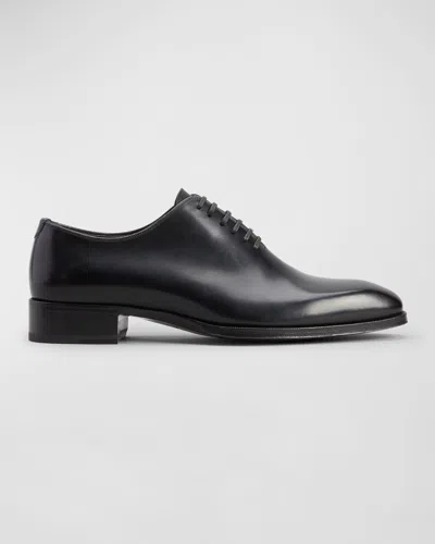 Tom Ford Men's Elkan Burnished Leather Oxfords In Black