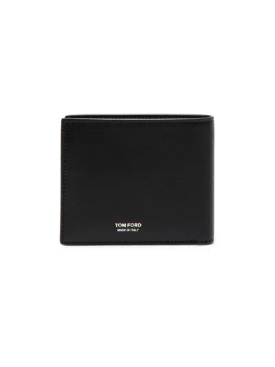 Tom Ford Men's Elongated T-line Leather Bifold Wallet In Black