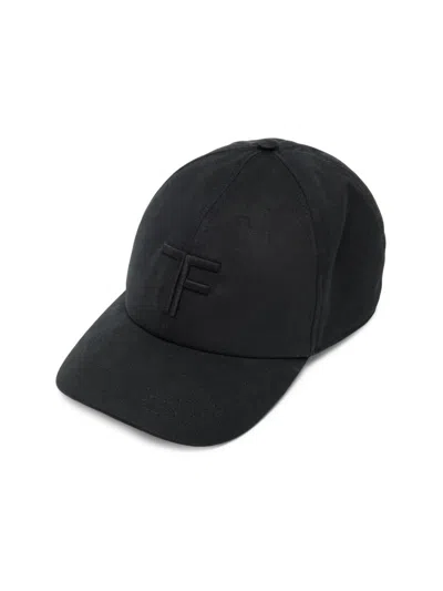 Tom Ford Men's Embroidered Canvas Baseball Cap In Black