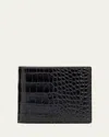 Tom Ford Crocodile-pattern Bifold Wallet In Black