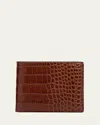Tom Ford Men's Exotic Line Croc-effect Bifold Wallet In Brown