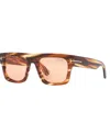 Tom Ford 53mm Fausto Polarized Square Sunglasses In Tortoise Blonde