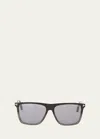 Tom Ford Men's Fletcher Square Plastic Sunglasses In Shiny Black Blue