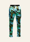 Tom Ford Men's Floral Silk Pajama Pants In Jewel Blue