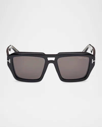 Tom Ford Redford 56mm Navigator Sunglasses In Black