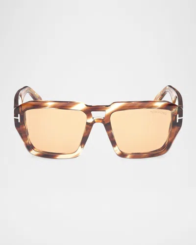 TOM FORD MEN'S FT1202M ACETATE RECTANGLE SUNGLASSES