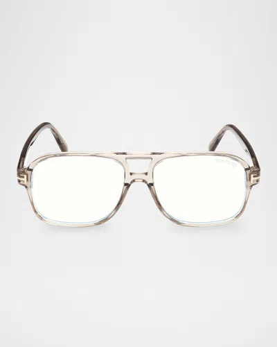 TOM FORD MEN'S FT6058-BM ACETATE SQUARE BLUE-BLOCK OPTICAL FRAMES
