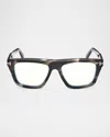 Tom Ford Men's Ft6059-bm Acetate Rectangle Blue-block Optical Frames