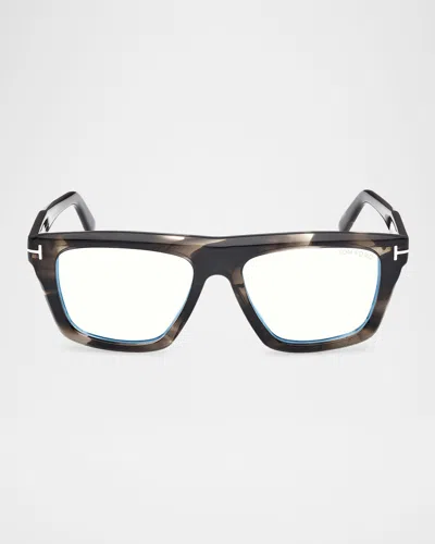 Tom Ford Men's Ft6059-bm Acetate Rectangle Blue-block Optical Frames
