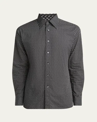 Tom Ford Men's Geometric Cotton Voile Sport Shirt