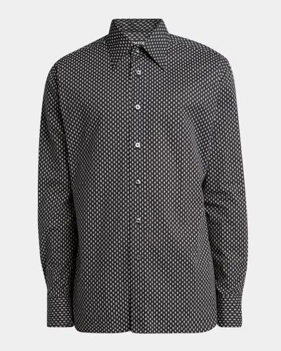 Tom Ford Men's Geometric Cotton Voile Sport Shirt