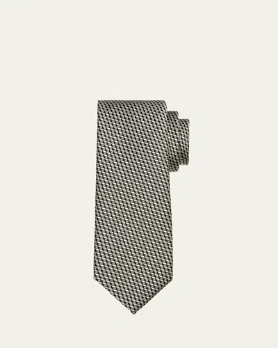 Tom Ford Men's Geometric Mulberry Silk Tie In Black  Wh