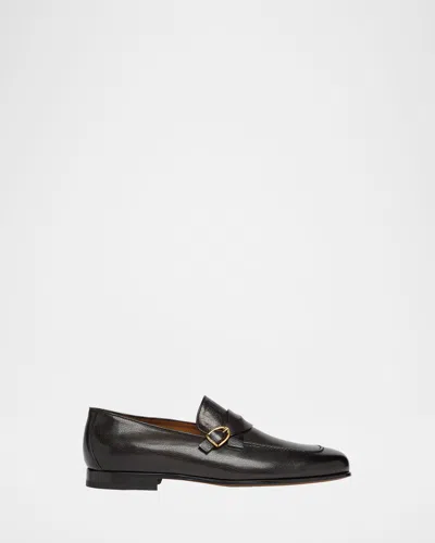TOM FORD MEN'S GIGI GRAINED LEATHER TWISTED BUCKLE LOAFERS