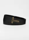 Tom Ford Logo-buckle Leather Belt In Schwarz