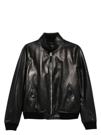 Tom Ford Lambskin Leather Jacket With Minimalistic Design In Black