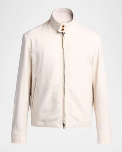 Tom Ford Men's Harrington Wool, Cashmere And Silk Jacket In White
