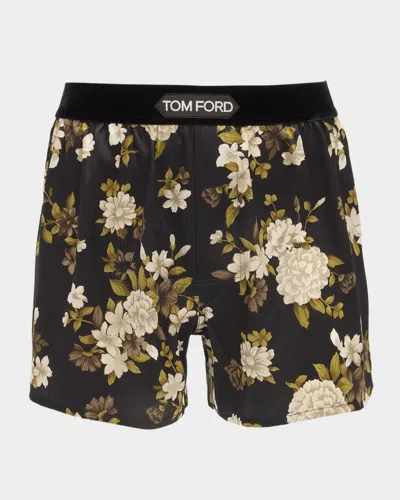 Tom Ford Silk Logo-waistband Briefs In Black