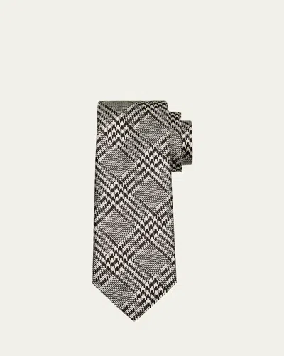 Tom Ford Men's Houndstooth Check Mulberry Silk Tie In Multicolor