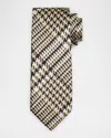 Tom Ford Men's Houndstooth Check Silk Tie In Brown Pattern