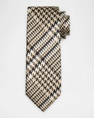 Tom Ford Men's Houndstooth Check Silk Tie In Orange