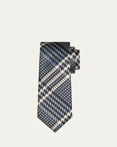 Tom Ford Men's Houndstooth Check Silk Tie In Indigo Pattern