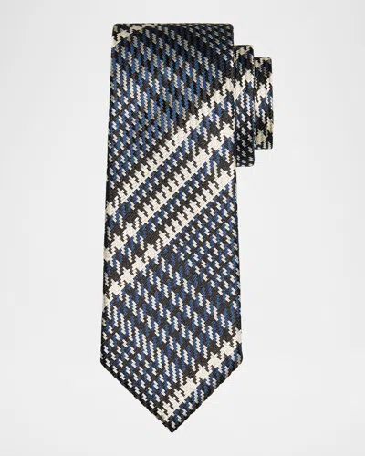 Tom Ford Men's Houndstooth Check Silk Tie In Blue