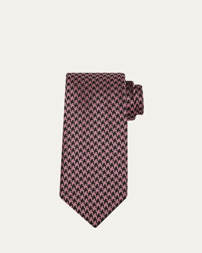 Tom Ford Men's Houndstooth Jacquard Silk Tie In Brown