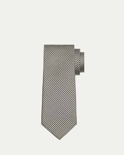 Tom Ford Men's Houndstooth Mulberry Silk Tie In Black  Wh