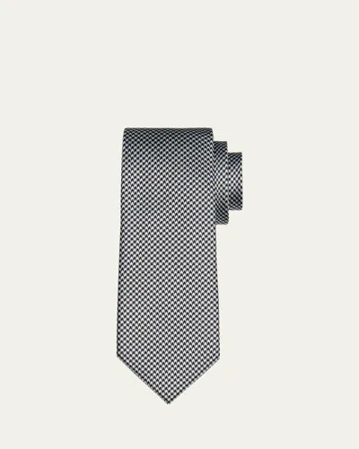 Tom Ford Men's Houndstooth Mulberry Silk Tie In Blue Multi