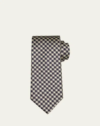 Tom Ford Men's Houndstooth Mulberry Silk Tie In Navy Multi