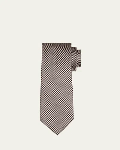 Tom Ford Men's Houndstooth Mulberry Silk Tie In Pink Multi