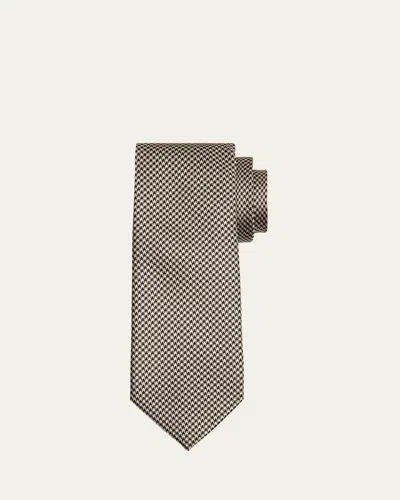 Tom Ford Men's Houndstooth Mulberry Silk Tie In Warm Bronz