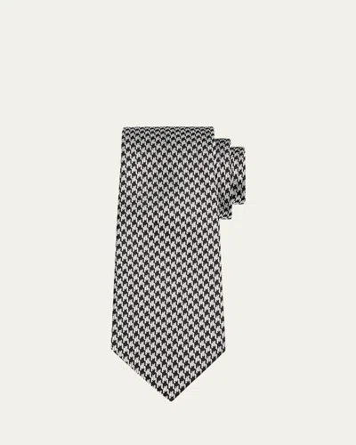 Tom Ford Men's Houndstooth Silk Tie In Black &amp; Wh