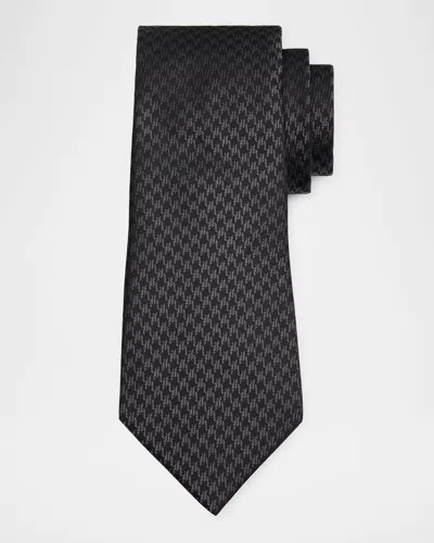 Tom Ford Men's Houndstooth Silk Tie In Grey