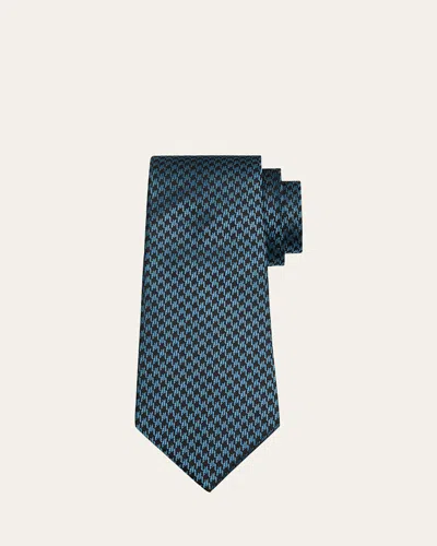 Tom Ford Men's Houndstooth Silk Tie In Sky Blue