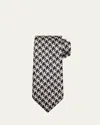 Tom Ford Men's Houndstooth Woven Silk Tie In Black Mult