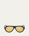 Tom Ford Icon Aviator Sunglasses In Shiny Black Brown