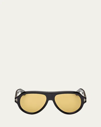 TOM FORD MEN'S ICON COLLECTION ACETATE AVIATOR SUNGLASSES