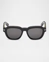 Tom Ford Men's Icon Collection Acetate Square Sunglasses In Shiny Black