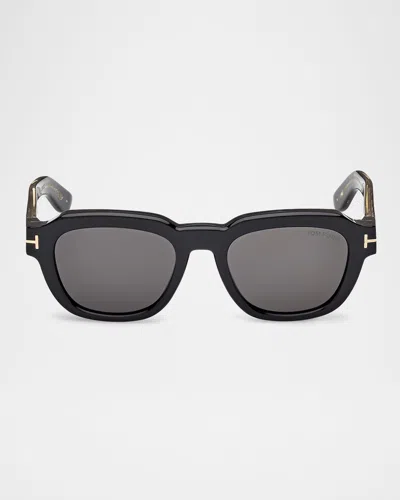 Tom Ford Men's Icon Collection Acetate Square Sunglasses In Shiny Black
