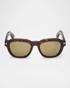 Tom Ford Men's Icon Collection Acetate Square Sunglasses In Shiny Dark Havana