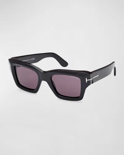 TOM FORD MEN'S ILIAS ACETATE SQUARE SUNGLASSES