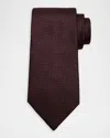 Tom Ford Men's Irregular Stairstep Herringbone Silk Tie In Red