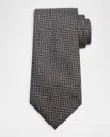 Tom Ford Men's Irregular Stairstep Herringbone Silk Tie In Silver
