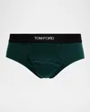 Tom Ford Men's Jacquard Logo Cotton Briefs In Green