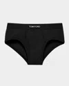 Tom Ford Elasticated Logo Cotton Blend Briefs In Black