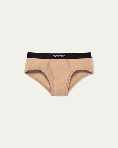TOM FORD MEN'S JACQUARD LOGO COTTON BRIEFS