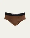 Tom Ford Men's Jacquard Logo Cotton Briefs In Nude