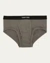 Tom Ford Men's Jacquard Logo Cotton Briefs In Slate